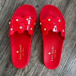 Kate Spade Red Floral Embellished Sandals